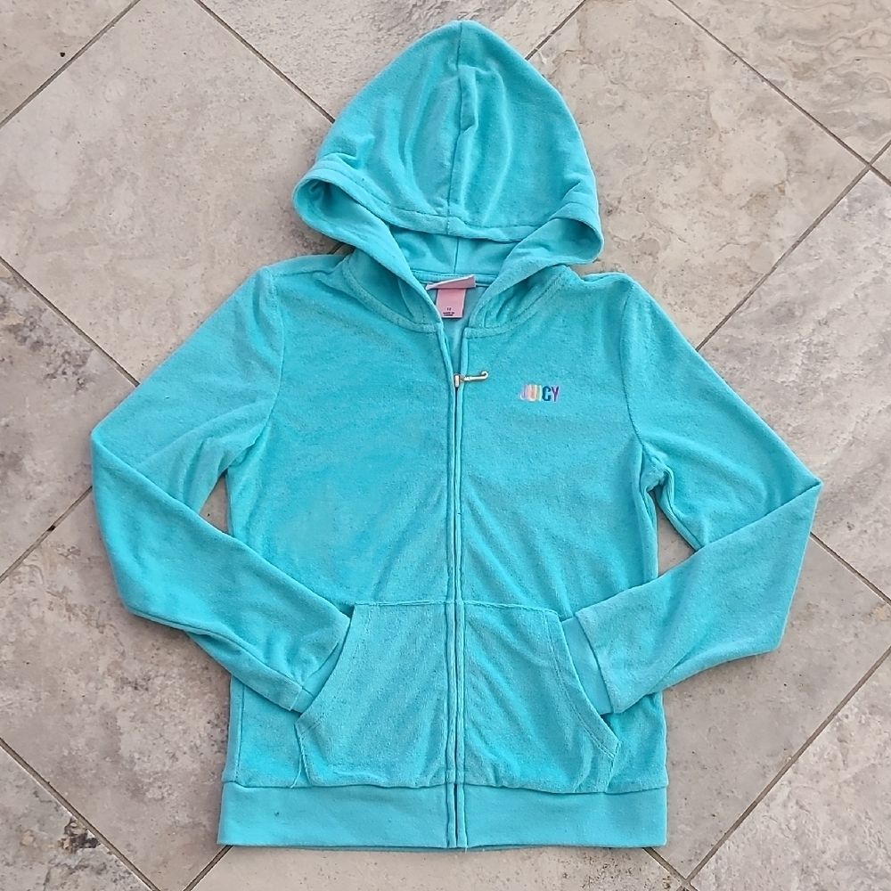 Juicy Couture Girls' Turquoise Zip Hoodie
